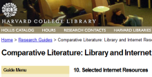 Comparative Literature Guide from Harvard